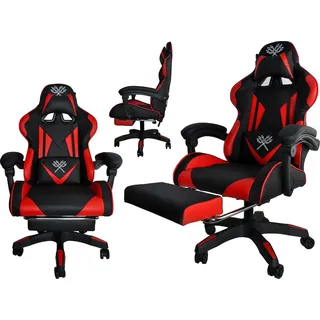 dunmoon Gaming Stuhl Schreibtischstuhl mit Fußstützen Kissen Ergonomisch 8979