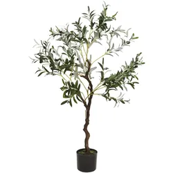 WellHome - Künstlicher Olivenbaum im schwarzen Topf 116cm
