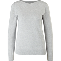 S.Oliver Damen Pullover, Sweater, U-Boot-Ausschnitt, Einfarbig, Grey, Größe 42