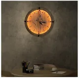 Li-Go 23688/DUB2 - LED-Wanduhr mit Bewegungsmelder, LED/1xAA, Ø 32 cm, Eiche - Braun