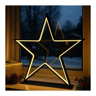 ABC home living ❄ Weihnachtsdeko Stern Fensterdeko Weihnachten/Winter Für innen & außen, Metall, schwarz, Klein-32,5 cm H
