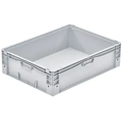 PROREGAL Euro-Norm Großbehälter | HxBxT 22x60x80cm | 91 Liter | Glatter Boden | Grau  | Eurobehälter, Transportbox, Transportbehälter, Stapelbehälter