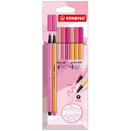 Stabilo Premium-Filzstifte & Fineliner - STABILO Pen 68 & STABILO point 88 - Shades of Pink - 8er Pack