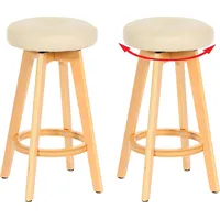 MCW Barhocker Boras, Barstuhl Tresenhocker, Holz Kunstleder drehbar creme,