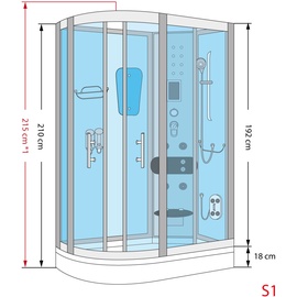 SeniorBad Dampfdusche Sauna Dusche Duschkabine D60-70T2L-EC 120x80cm MIT 2K Scheiben Versiegelung