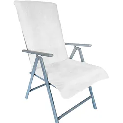 Frottee Schonbezug für Gartenstuhl NYVISpa 60x130 cm - Hygiene Auflage für Hochlehner Gartenstühle Farbe:Weiß