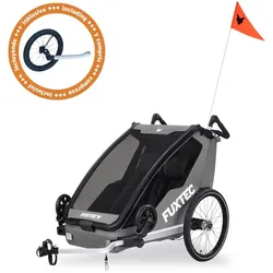 FUXTEC Fahrradanhänger/Jogger FX-FA1-SET-GRAU mit Jogger-Rad