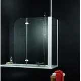Schulte Duschabtrennung für Badewanne Angle, 2-teilig mit Seitenwand, Profilfarbe Chromoptik, 5 mm Sicherheitglas Klar hell, Faltwand: 112 x 142 cm, Glas: