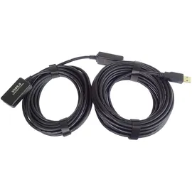 PremiumCord Aktives USB Verlängerungskabel mit Repeater 15m, USB-A Buchse auf Stecker, USB 2.0 High Speed Kabel, 2x Geschirmt, AWG20/28, Farbe schwarz, Länge 15m