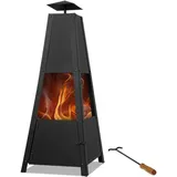 Gardebruk Gardebruk® Terrassenofen mit Abdeckung Schürhaken 102cm Groß Metall Feuerstelle Gartenkamin Feuerkorb Terrasse Garten