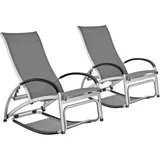 Tectake Avignon Sonnenliege 195 x 62 x 91 cm Grau