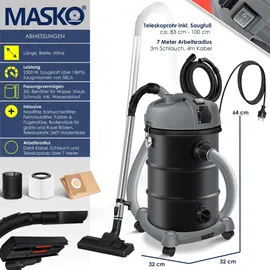 Masko 6IN1 Industriesauger mit Gerätesteckdose
