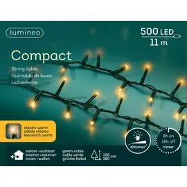 Lumineo Lichterkette Compact 500 LED klassisch warm außen 11 m grün - Grün