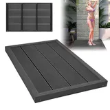 XMTECH WPC Bodenelement für Solardusche 105x63x5cm,Holzoptik rutschhemmend WPC Außendusche Pooldusche,Anti Rutsch Bodenplatte Gartendusche Poolleiter Anthrazit