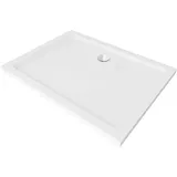 Mexen Flat rechteckige Duschwanne slim 110 x 70 cm, Weiß, Siphon Chrom - 40107011