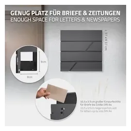 ML-Design Standbriefkasten Anthrazit inkl. Zeitungsfach