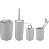 Wenko Bad-Accessoire-Set Brasil Grau 4 tlg., Seifenspender, WC-Garnitur & Kosmetikeimer