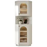 REDOM Vitrine Eckschrank mit dekorativer Innenbeleuchtung (Packung, 1-St., 45x166,5x45 cm in Weiß, 5 Fächer & 1 offenes Fach) Mit modellierter Glastür für eine ansprechende Präsentation im Raum weiß