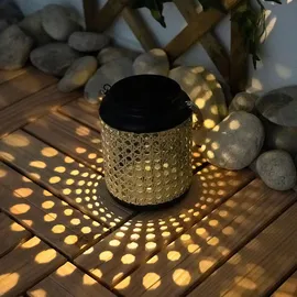 GLOBO LED Bambusoptik Solarlaterne schwarz/braun