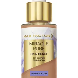 Max Factor Miracle Pure Skin Reset Foundation 2-in-1 Serum und flüssige Foundation, natürliche Deckkraft mit mattem Finish, Reset-Komplex, Fb. 60-80 Light to Medium
