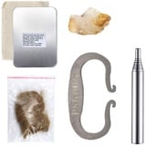 PSKOOK Flint Steel Striker Kit mit Pocket Below Primitive Fire Starter Englisch Flint Stone Steel Striker- traditioneller handgeschmiedeter Feuerstarter(TYP 3)