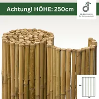 Sichtschutz aus Bambus - Rollzaun DELUXE (Höhe x Breite) - 250 x 180 cm - Weiß