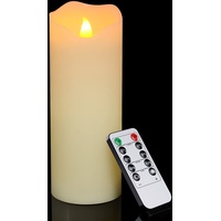 PChero LED Stumpenkerzen Echtwachs, 8" Batteriebetriebene Kerzenlichter mit Fernbedienung Flackernde Flammenlose Kerzen für Zimmer Hochzeit Datum Dekoration - [1 Stück]