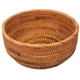 Remingtape NatüRliche Rattan Runde Obst Korb Wicker Tisch Brot Portion Tablett Weben Lebensmittel Aufbewahrung Schalen (Groß, 1 StüCk)