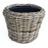 Van der Leeden Blumentopf Blumenkorb Pflanzkorb Topf Rattan Weide Sylter Korb Drypot (1 St), 36x28 cm, Rattan, 12 L, Naturprodukt, incl. Kunststoffeimer braun