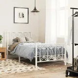 vidaXL Bettgestell mit Kopf- und Fußteil Metall Weiß 90x200 cm
