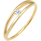 Elli DIAMONDS Ring Verlobung Schlicht mit Diamant (0.06 ct.) 585 Gelbgold Verlobungsring, Wellen in Gold | Gr.: 56