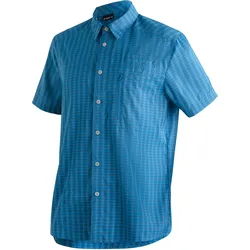 Funktionshemd MAIER SPORTS "Mats S/S", Herren, Gr. 72, Normalgrößen, blau, 97% Polyester, 3% Elasthan, Kurzarm, Hemden, Trocknet besonders schnell dank dryprotec-Technologie
