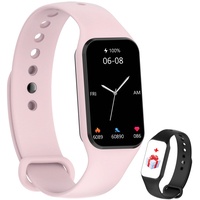 IOWODO Smartwatch Damen Herren Oximeter Herzfrequenz Schlaf Schrittzähler Smartwatch mit Benachrichtigung, SpO2, Wasserdicht IP68 für Android IOS (Rosa)