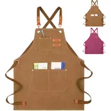 Sumneo Kinderschürze Verstellbar & Wasserdicht aus Baumwolle - Zum Kochen, Malen, Gartenarbeit für Mädchen und Jungen (6-12 Jahre) (Kaffeefarbe) - One Size (6-12 Jahre)