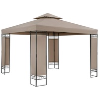 CASARIA® Pavillon Lorca 3x3m Metall Wasserabweisend UV-Schutz 50+ mit Seitenteile Stabil Gartenpavillon Luxus Modern Taupe