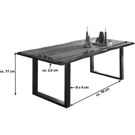 möbelliebling Esstisch Baumkante Massiv Akazie natur 140 x 80 schwarz NOAH