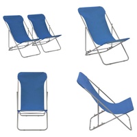vidaXL Klappbare Strandstühle 2 Stk. Stahl und Oxford Gewebe Blau - Strandstuhl - Strandstühle - Liegestuhl - Liegestühle