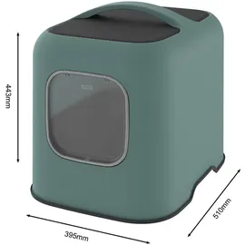 Rotho Biala Katzenklo mit Haube und Schaufel, grün/anthrazit, recycletes Material