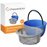 Spülschüssel Camping Rund 35cm Waschschüssel Plastik Henkel- Abtropfgitter Spüle