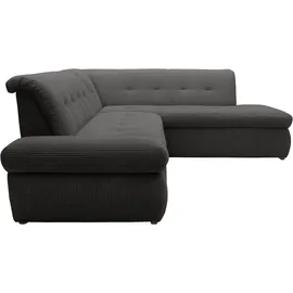 DOMO collection Ecksofa DOMO COLLECTION "MORIC 273x216 cm, L-Form, auch in Cord", grau, B:273cm H:80cm T:216cm, 100% Polyester, Sofas, Ecksofa, wahlweise mit Bettfunktion und Armlehnenverstellung, auch in Cord