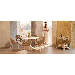 Verona runder Balkontisch 90 cm - Kohle, grauer Stein