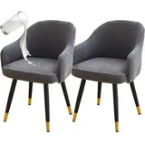 JHOMHF Wasserdichte Dehnbare Stuhlhussen For Esszimmerstühle Mit Armlehnen Elastischer Schonbezug Aus Vollspandex Mit Gebogener Rückenlehne Schutz For Drehstühle Küche Esszimmer(Dark Gray,2pcs) - Einheitsgröße