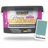 SEEBAUER diy Silikonharz-Fassadenfarbe Grün 2,5L für Außen (No. 779 Tourqoise Dream) Selbstreinigende Fassadenfarbe mit Lotuseffekt - Geeignet für Putz, Mauerwerk und Beton