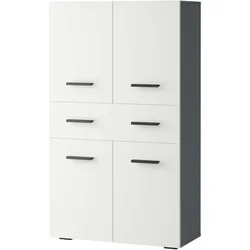 Midischrank INOSIGN "Skara", grau (anthrazit, weiß), B:76cm H:130cm T:35cm, Spanplatte, Schränke, mit zwei variablen Einlegeböden