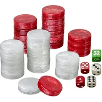 Philos Backgammon Spielsteine groß 34 x 10 mm rot/weiß
