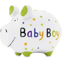 kcg - das markenschwein Spardose Baby Boy 12,5 x 9 cm Keramik Weiß