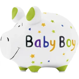 kcg - das markenschwein Spardose Baby Boy 12,5 x 9 cm Keramik Weiß