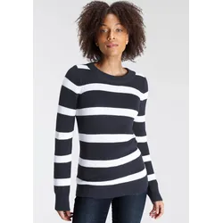 Streifenpullover, Streifendesign, Gr. 44/46, marine-weiß, , 43972765-44