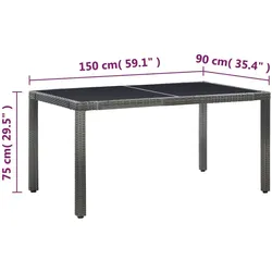 vidaXL 7-tlg. Garten-Essgruppe Poly Rattan Grau