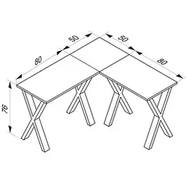 VCM my office Lona Schreibtisch anthrazit rechteckig, X-Fuß-Gestell silber 130,0 x 50,0 cm